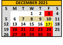 District School Academic Calendar for North Ward Primary for December 2021