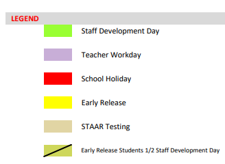 District School Academic Calendar Legend for North Ward Primary