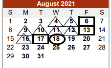 District School Academic Calendar for Brazos Middle for August 2021