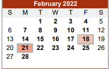 District School Academic Calendar for Brazos High School for February 2022