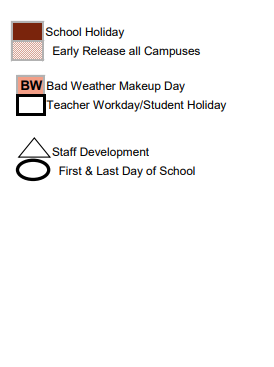 District School Academic Calendar Legend for Brazos Middle