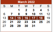 District School Academic Calendar for Brazos High School for March 2022