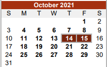 District School Academic Calendar for Brazos Middle for October 2021