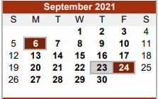 District School Academic Calendar for Brazos High School for September 2021