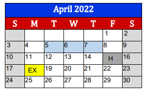 District School Academic Calendar for Lighthouse Learning Center - Jjaep for April 2022