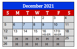 District School Academic Calendar for Lighthouse Learning Center - Aec for December 2021