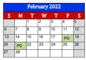 District School Academic Calendar for Lighthouse Learning Center - Jjaep for February 2022