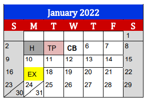 District School Academic Calendar for Jane Long Elementary for January 2022