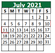 District School Academic Calendar for South Elementary for July 2021