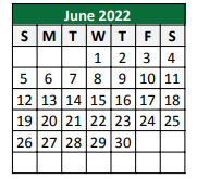 District School Academic Calendar for South Elementary for June 2022