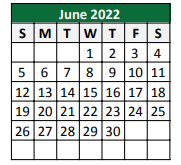 District School Academic Calendar for East Elementary for June 2022