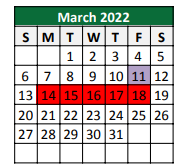 District School Academic Calendar for South Elementary for March 2022