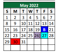 District School Academic Calendar for Breckenridge Junior High for May 2022