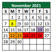 District School Academic Calendar for East Elementary for November 2021