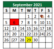 District School Academic Calendar for Breckenridge Alter for September 2021