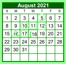 District School Academic Calendar for Brenham El for August 2021