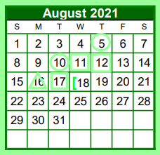 District School Academic Calendar for Alton Elementary for August 2021