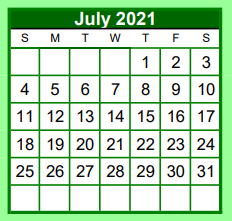 District School Academic Calendar for Brenham Alternative for July 2021