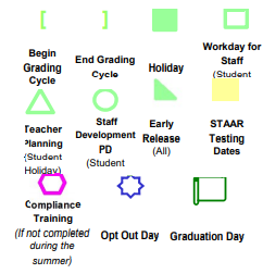 District School Academic Calendar Legend for Base Alternative Campus