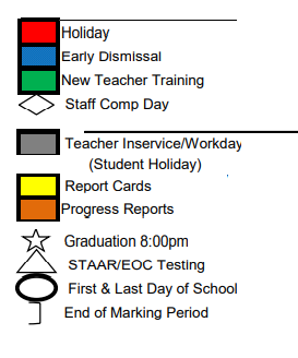 District School Academic Calendar Legend for Hatton Elementary