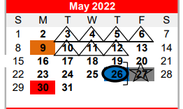 District School Academic Calendar for Bridge City Middle for May 2022