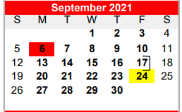 District School Academic Calendar for Sims El for September 2021