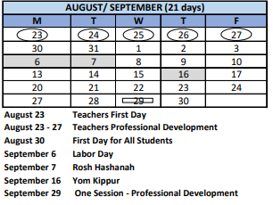 District School Academic Calendar for Park City Academy for August 2021