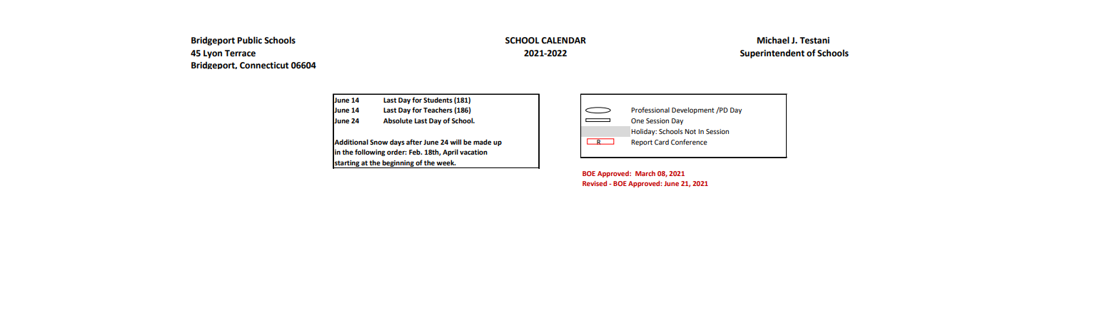 District School Academic Calendar Key for Bridgeport Aurora High School