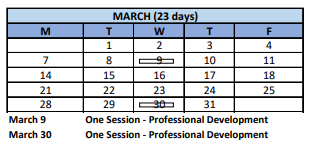 District School Academic Calendar for Hall School for March 2022