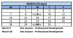 District School Academic Calendar for High Horizons School for March 2022