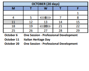 District School Academic Calendar for Luis Munoz Marin School for October 2021