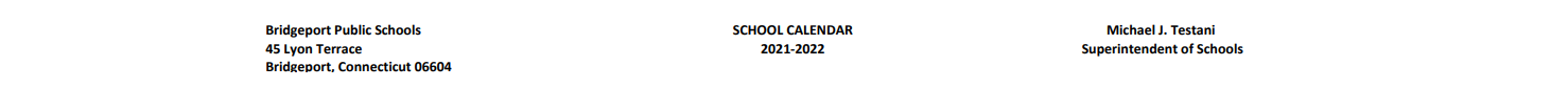 District School Academic Calendar for Curiale School