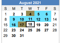 District School Academic Calendar for Brock High School for August 2021