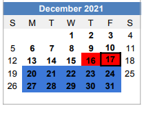 District School Academic Calendar for Brock High School for December 2021