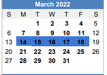 District School Academic Calendar for Brock High School for March 2022