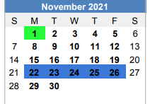 District School Academic Calendar for Brock Middle School for November 2021