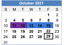 District School Academic Calendar for Brock High School for October 2021