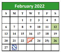 District School Academic Calendar for Falfurrias Elementary for February 2022