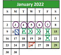 District School Academic Calendar for Falfurrias Junior High for January 2022