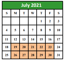 District School Academic Calendar for Falfurrias Elementary for July 2021