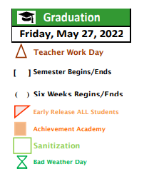District School Academic Calendar Legend for Lasater Elementary