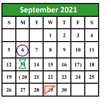 District School Academic Calendar for Lasater Elementary for September 2021
