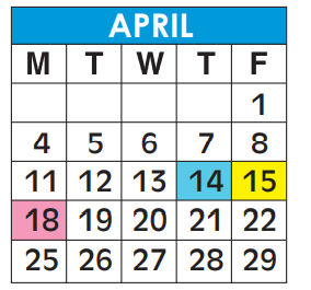 District School Academic Calendar for Leaf Group Treatment Home for April 2022