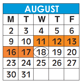 District School Academic Calendar for Pace Center For Girls, INC. for August 2021