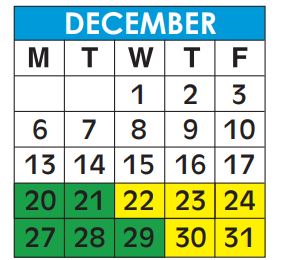 District School Academic Calendar for Westchester Elementary School for December 2021