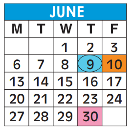 District School Academic Calendar for Chancellor At N. Lauderdale Middle School for June 2022