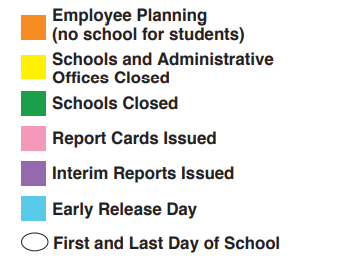 District School Academic Calendar Legend for Oriole Elementary School