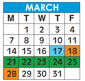 District School Academic Calendar for Parkway Academy for March 2022