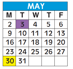 District School Academic Calendar for Walter C. Young Resource Center for May 2022