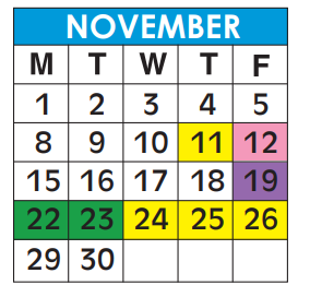 District School Academic Calendar for Alphabet LAND-N. Lauderdale for November 2021